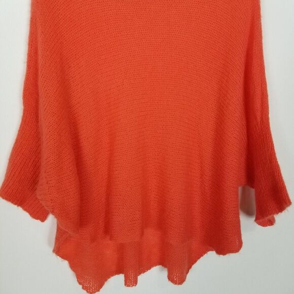 Wooden Ships Women Wool Mohair Pullover Sweater Sz S/M Orange Bat Sleeve Relaxed - Picture 3 of 5